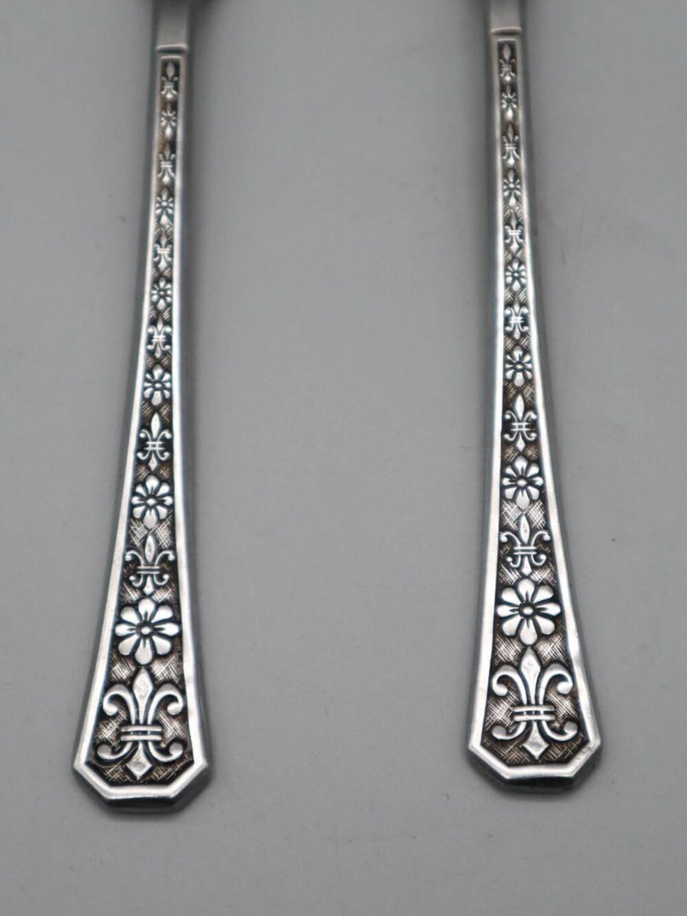 Interpur Florenz Stainless Steel Flatware Japan 2 Oval Soup Place Spoons Floral - Picture 3 of 6